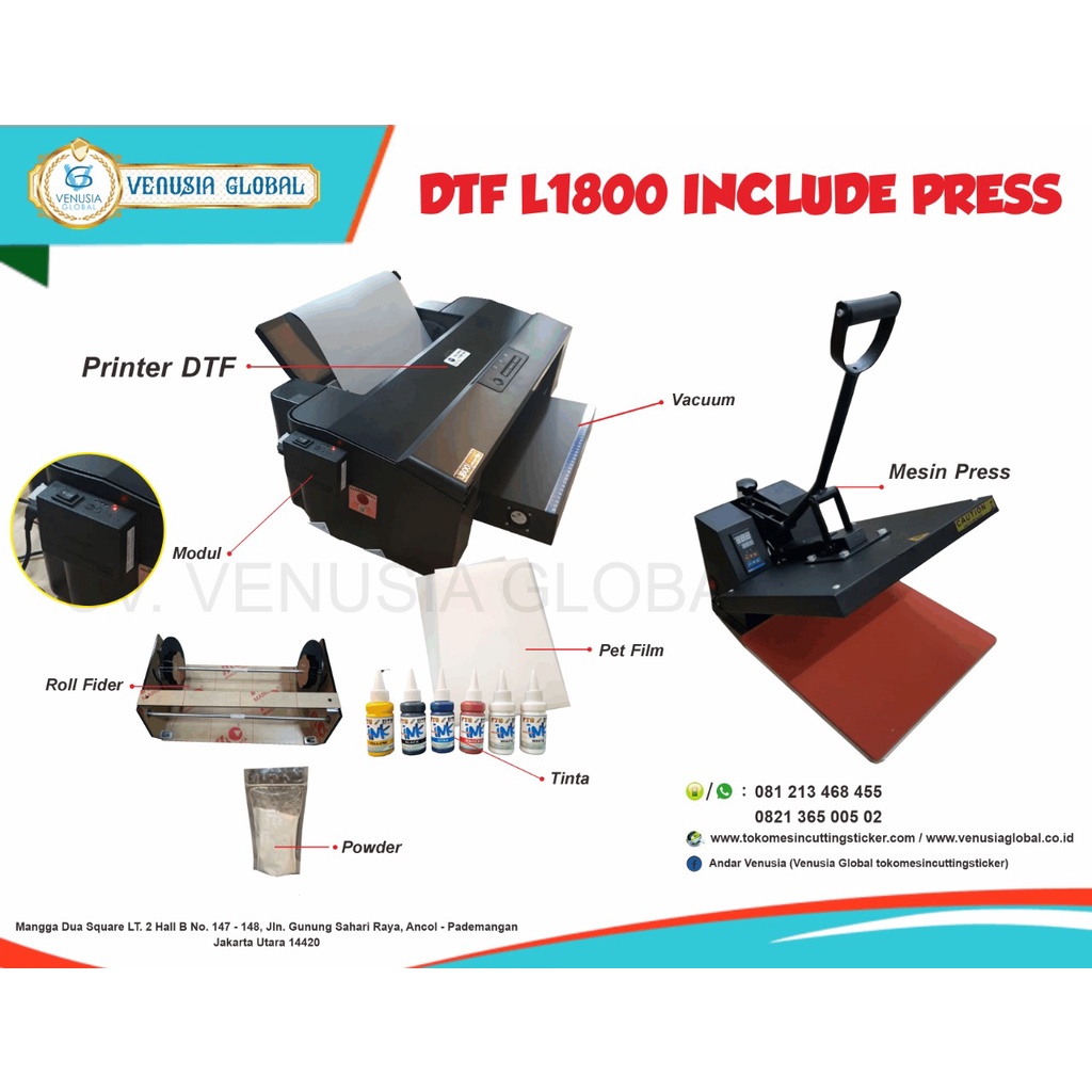 Printer DTF Dekstop A3 CMYK-WW | Paket Sablon DTF Printer Mesin Press