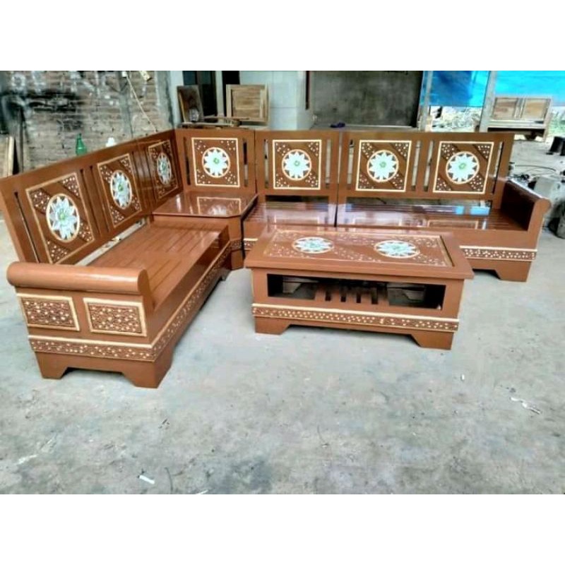 PROMO  Furniture kursi sofa tamu model sudut gelung tahu / kursi tamu minimalis / kursi tamu kayu ja