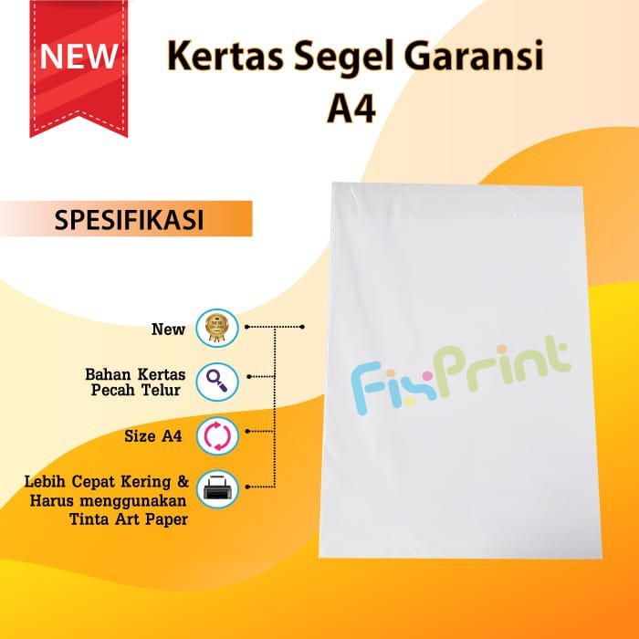 Kertas Segel Premium Sticker Garansi Stiker Pecah Telor A4 Polos Lembaran