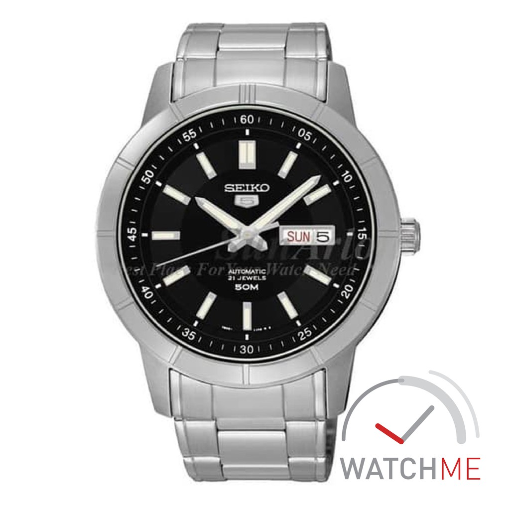 Jam Tangan Seiko 5 SNKN55K1 Automatic Black Dial 50m Stainless Steel Original Bergaransi