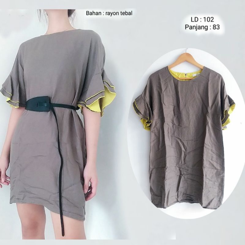 Baju Korean style wanita terbaru midi dress keren premium bahan rayon adem halus ukuran fit to XL im