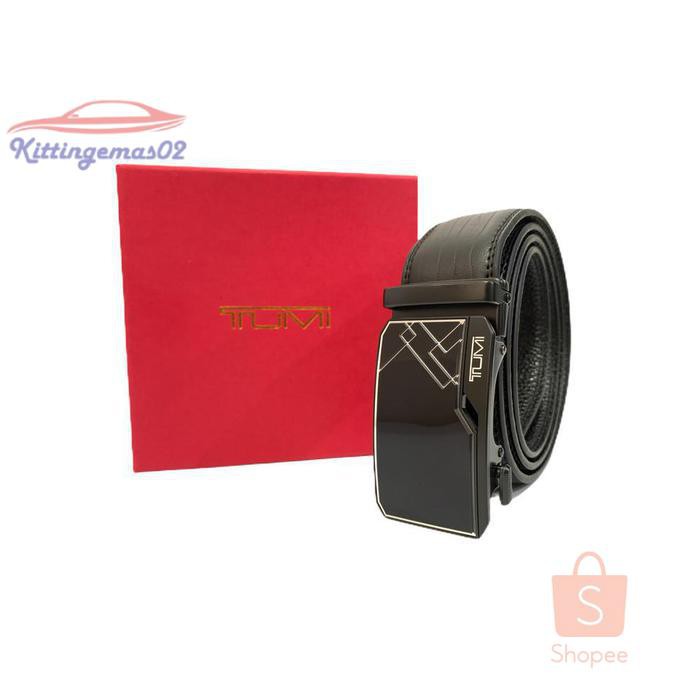 IKAT PINGGANG PRIA GESPER SABUK KTG2I351 TUMI KULIT ASLI BLACK