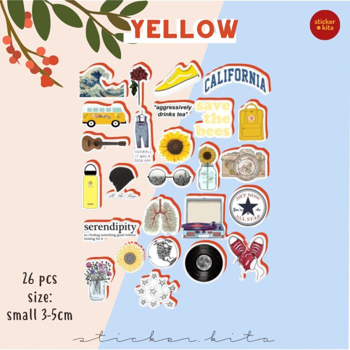 

Yellow Pack - Sticker Tumblr Aesthetic [FREE GIFT] // BISA CUSTOM STICKER STICKER.KITA