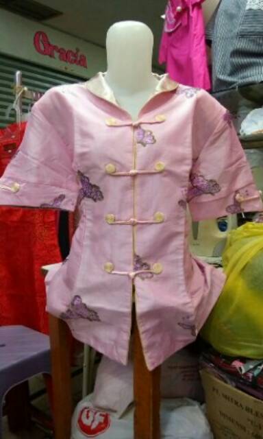 PROMO... Sale Stok..!!! Cheongsam Polos Bordir Lengan Pendek Wanita