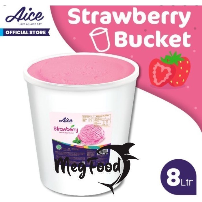 

AICE Strawberry Bucket Ice Cream Es Krim Ember 8L Eskrim