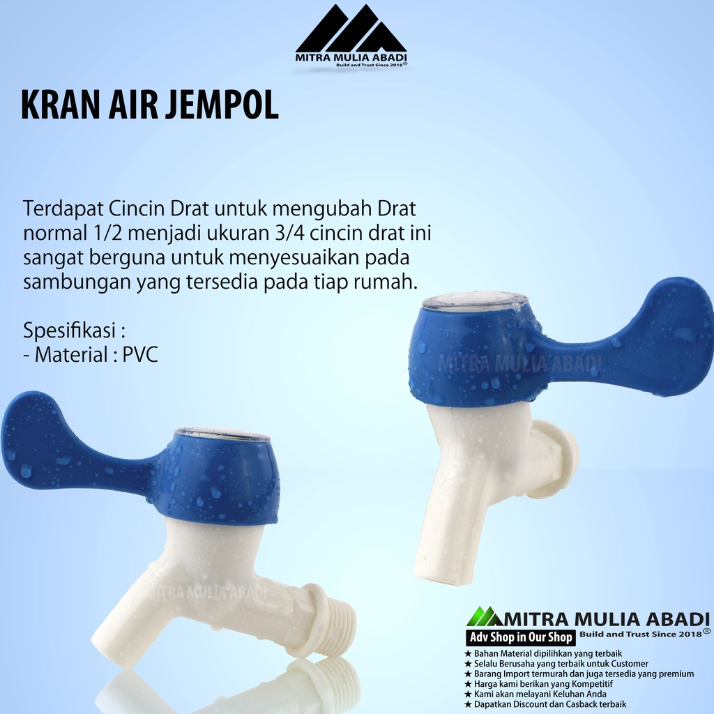 KRAN AIR JEMPOL PVC  1/2 3/4 INCI