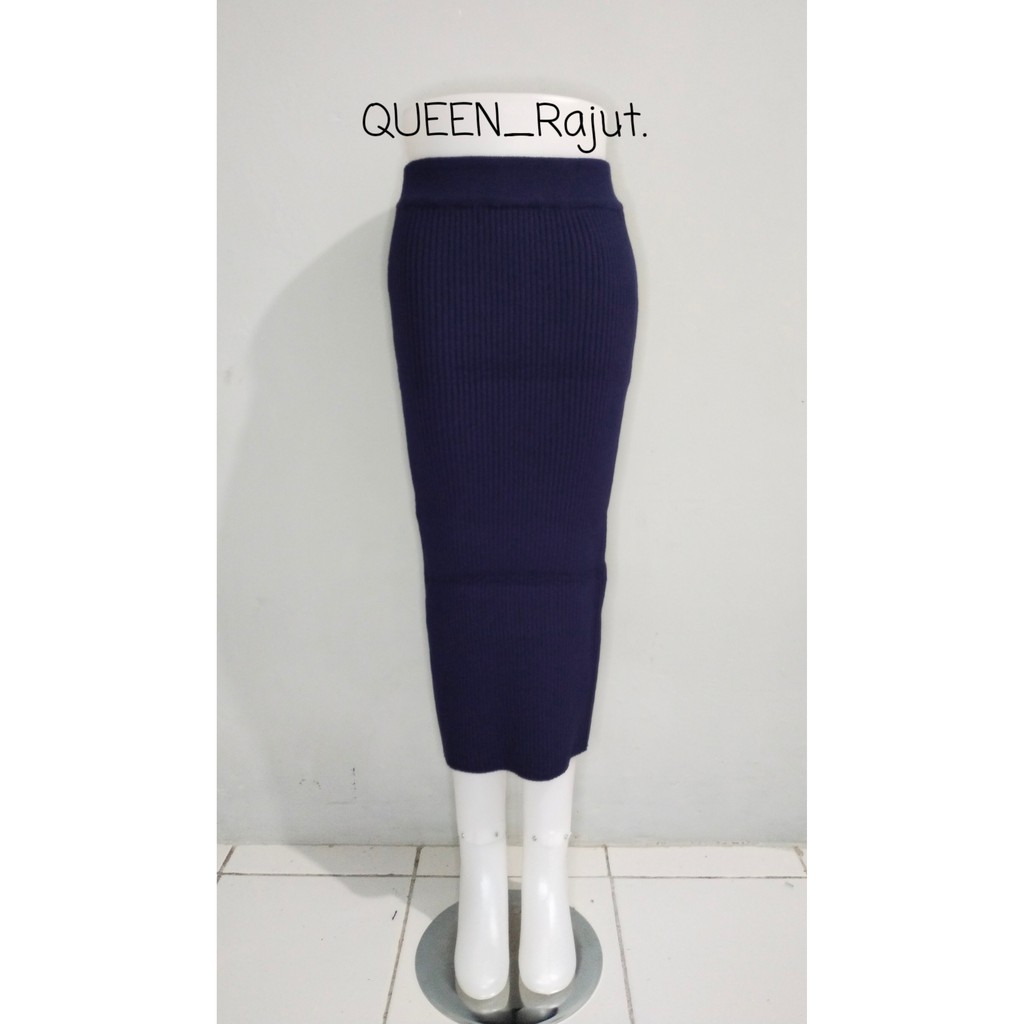 ROK SPAN RAJUT/ROK SPAN KNITTED/ROK PANJANG DAN ROK 7/8 PREMIUM-NAVY