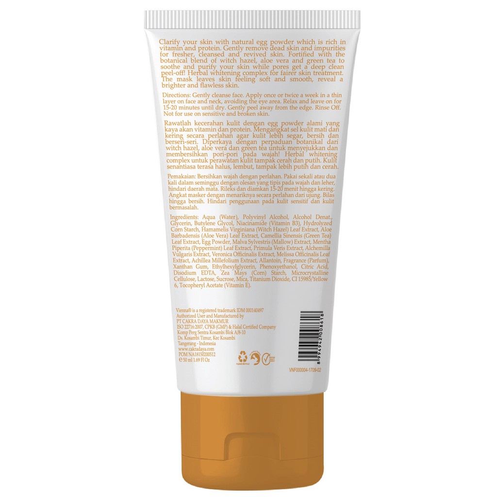 VIENNA Face Mask Peel Off Clarifying Egg