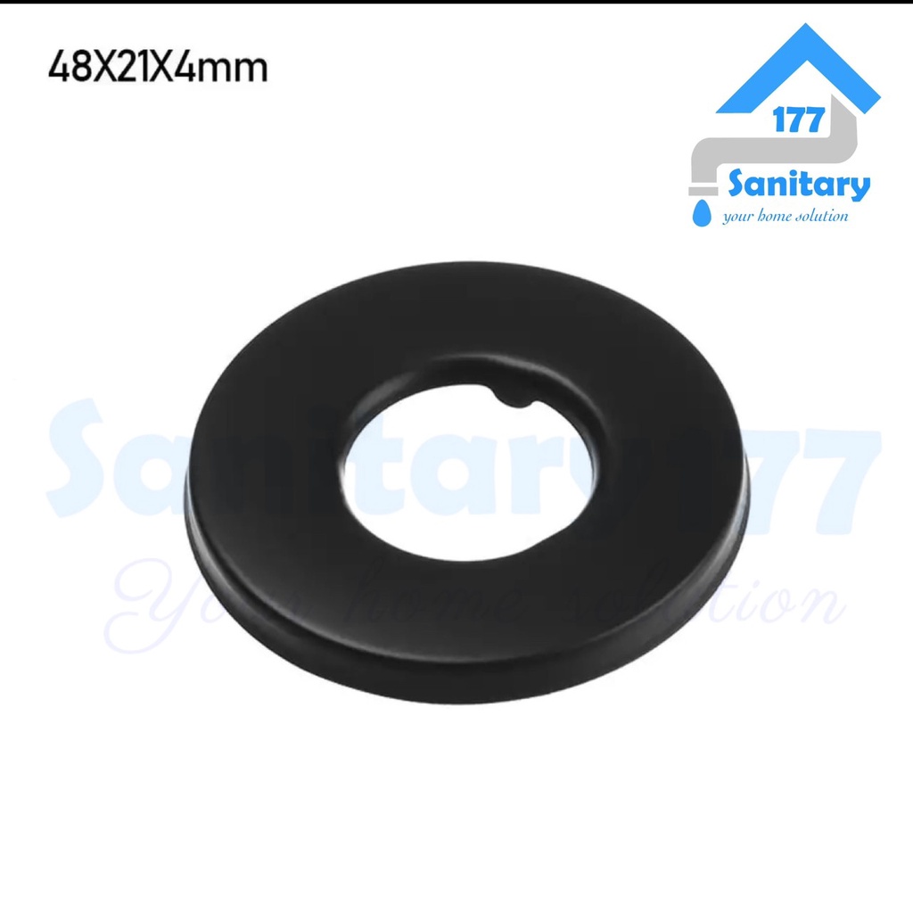 Ring tutupan Kran HITAM stainless 48mm-penutup cincin tembok Black stenlis di dinding keramik tutupan keran cover faucet tutup mur spare part acc