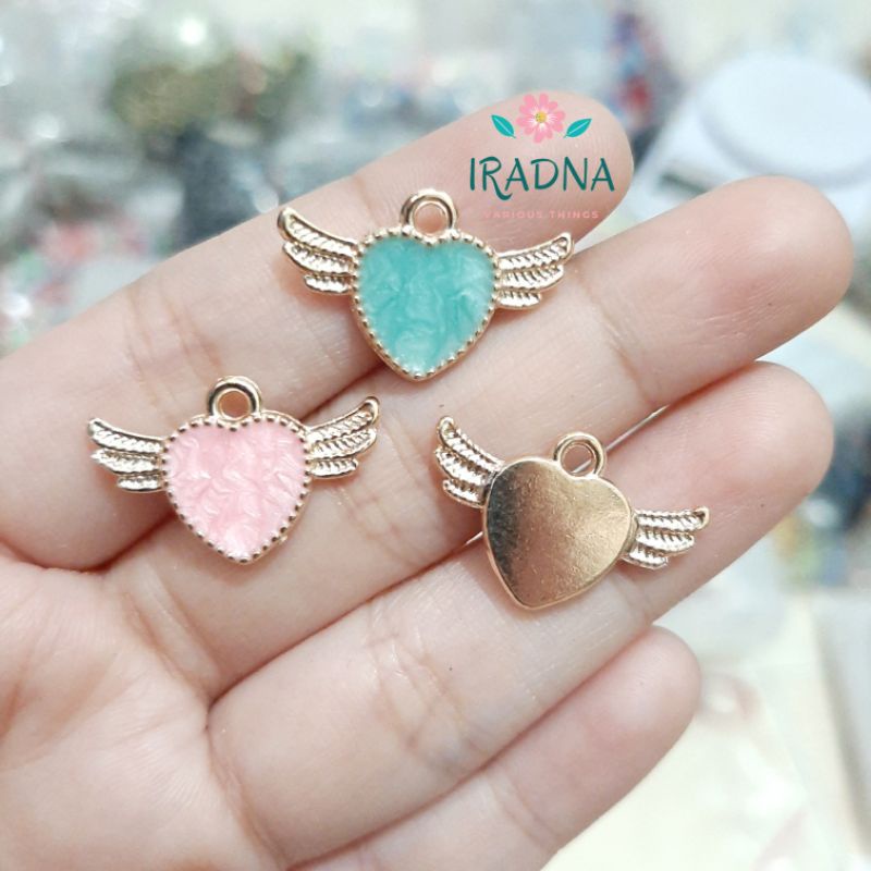 Bandul Kalung Gelang Keychain Love Wings Heart Angel