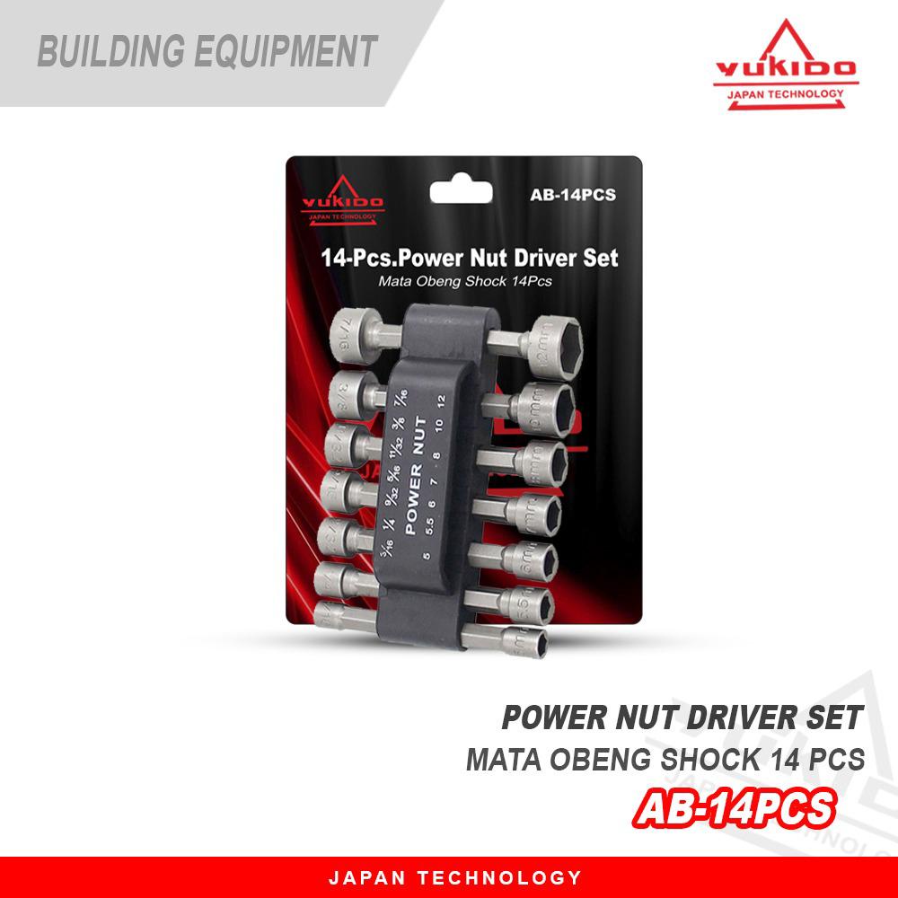 DISKON AKHIR TAUN Mata Bor Kunci Shock Kunci sok set 14 pcs / Power Nut Wrench -MATA OBENG SHOCK SET 14 PCS YUKIDO