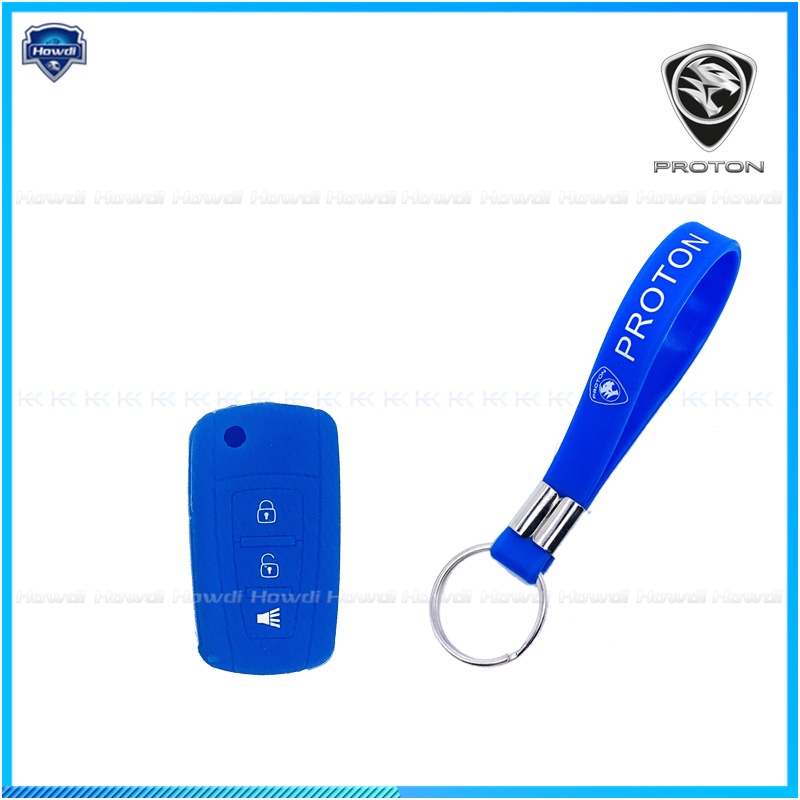 ☆Eksklusif☆Cover Kunci Remote 3 Tombol Bahan Silikon Dengan Logo Gantungan Kunci Untuk Proton Exora