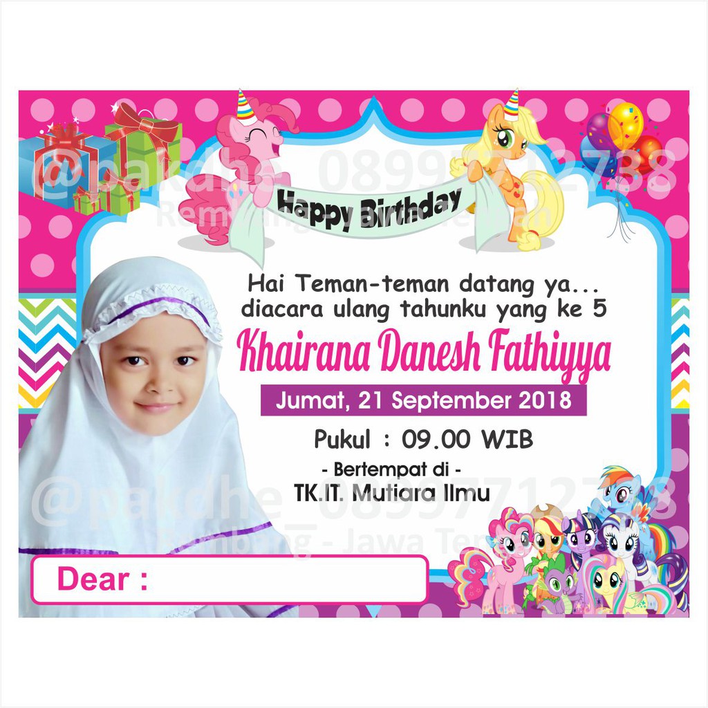 Paket Undangan Ulang Tahun Tema Little Pony Undangan Unik Undangan Cantik Paket Murah