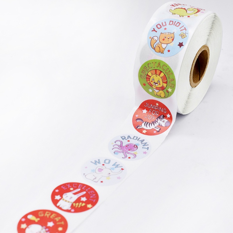 Mary 500Pcs Stiker Hadiah Kartun Hewan Siswa Motivasi Stiker Dorongan