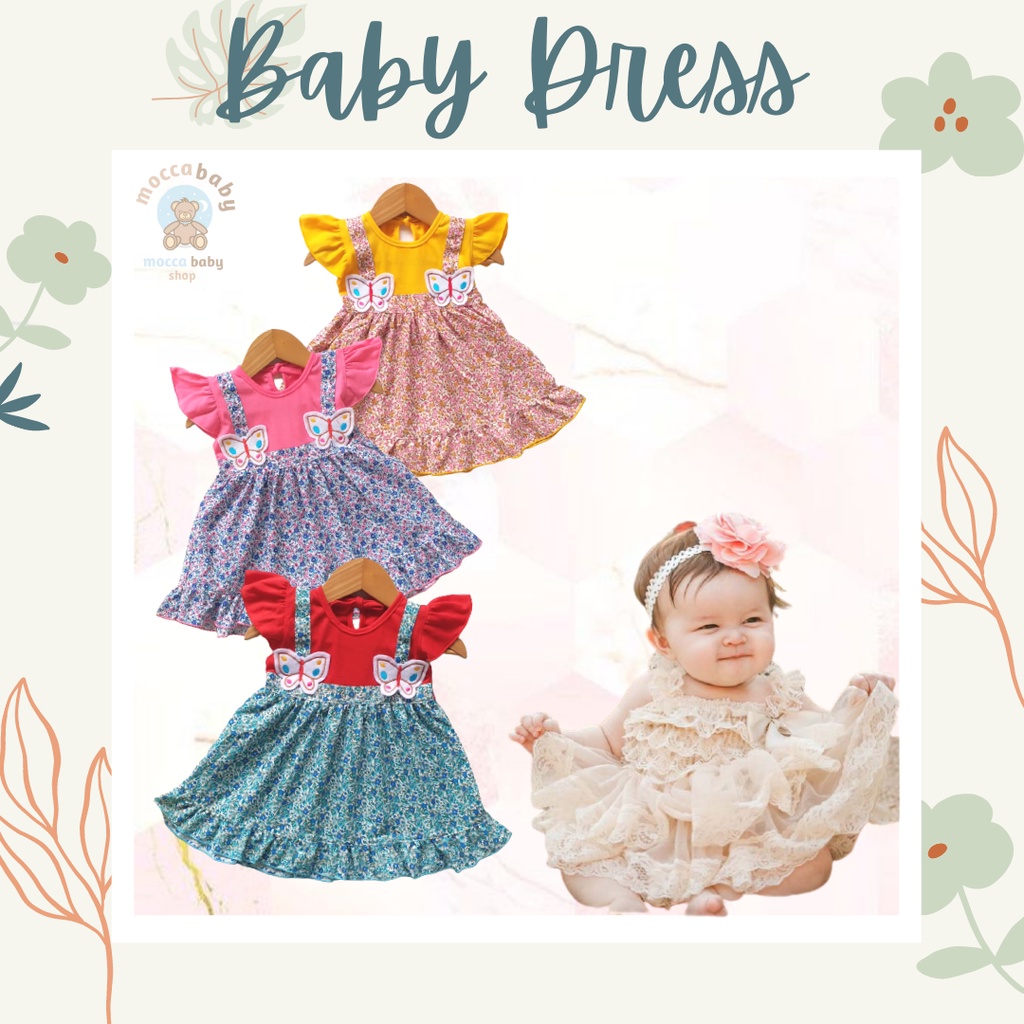 MBSS - QIU2 BUTTERFLY Baju Bayi Model Dress MURAH Baby Girl (0-6 bulan) Dress Anak Perempuan