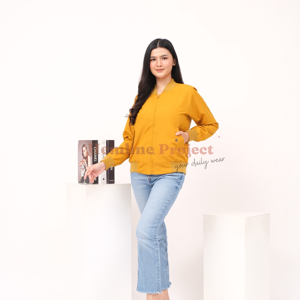 Gania Bomber Jaket Mustard - Jaket Parasut Wanita