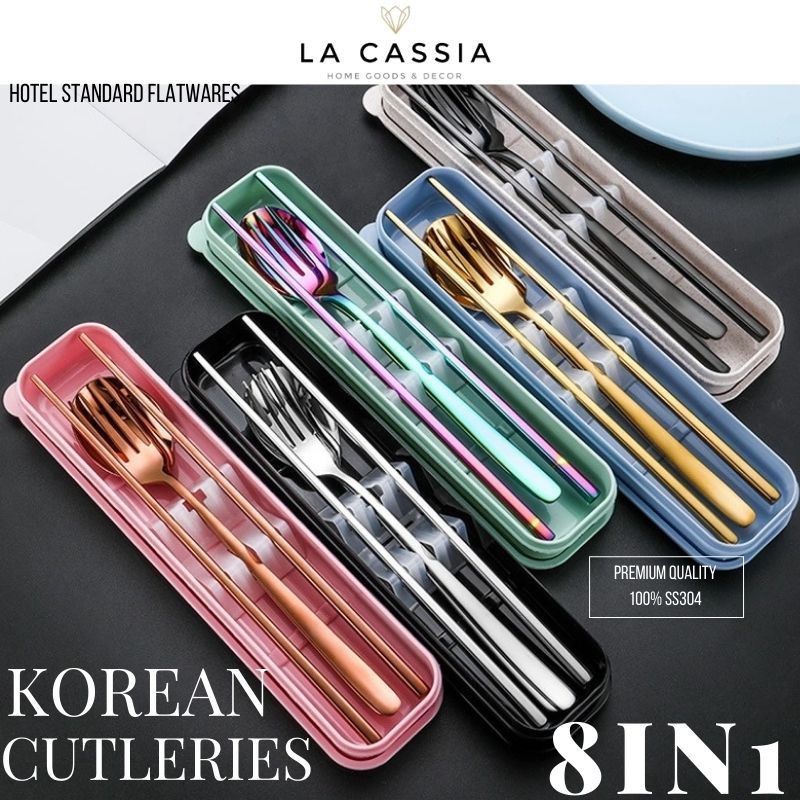 8in1 SENDOK GARPU SET [BEST QUALITY] Alat Makan Korean Cutlery 8in1