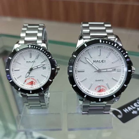 PROMO JAM TANGAN HALEI 8033M 8033L ORIGINAL COUPLE CWE & CWO white dial