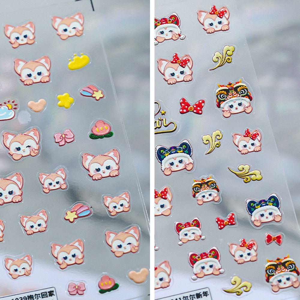 MXBEAUTY Kartun Stiker Kuku Fashion Tipis Tangguh Lina Bell Poggi Hewan Perekat Diri DIY Nail Art Dekorasi