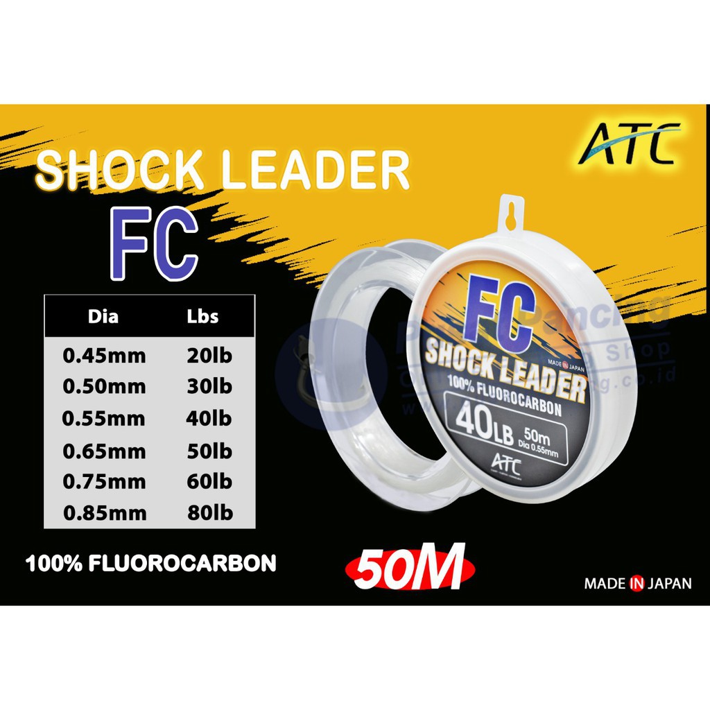 ATC FC Shock Leader 50M - 100% Premium Fluorocarbon (Made In Japan)