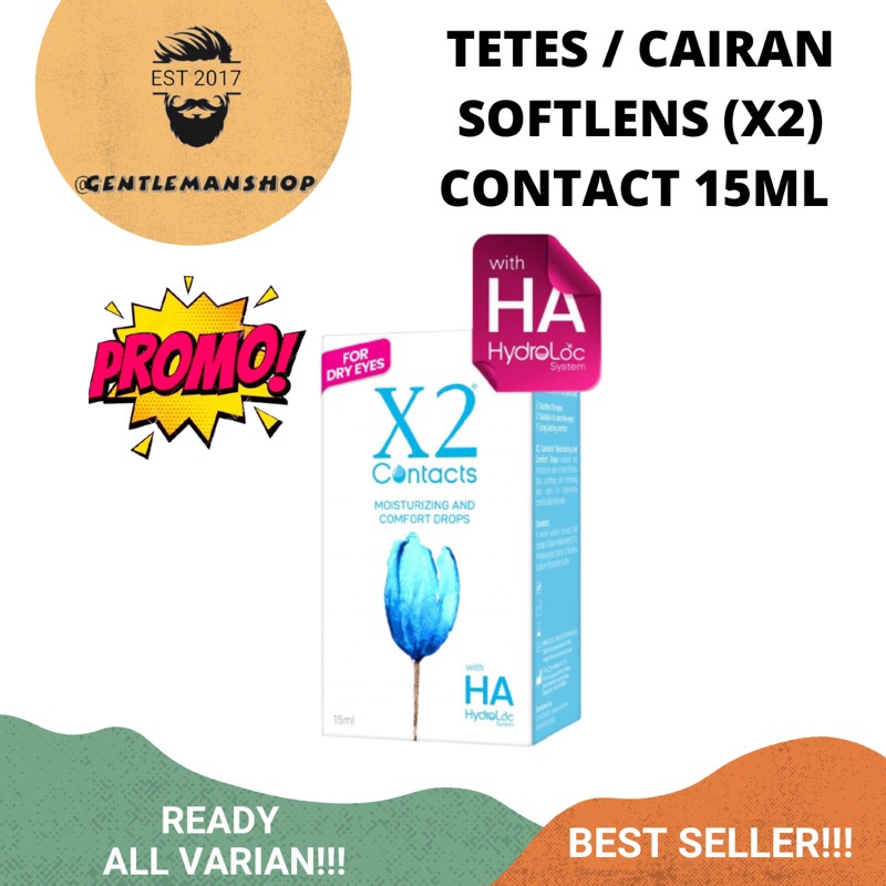 Tetes Mata X2 Contact For DRY EYES 15mL  - Moisturizing Comfort HA Hydroloc System / Pelembap Softlens X2 - Freshkon Tetes Mata