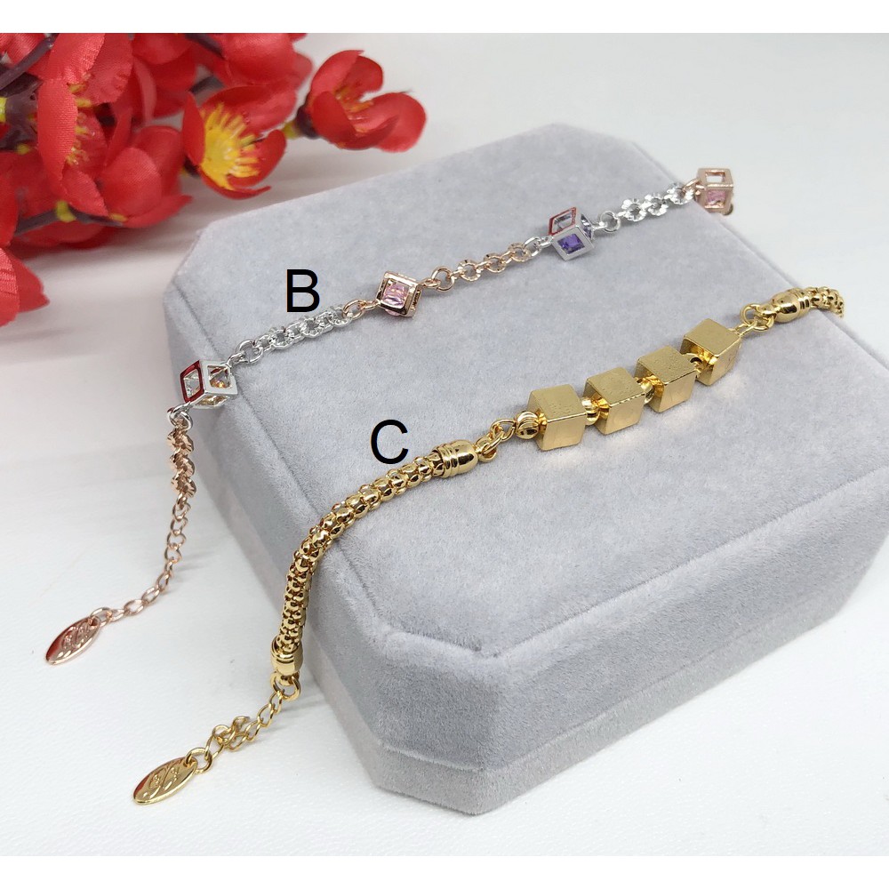 Gelang Xuping Kubus Kotak Love Laser Gold Lapis Emas - BB279