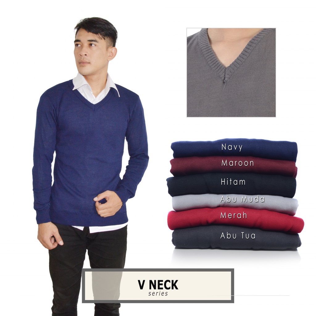 V-NECK SWEATER PRIA / SWEATER RAJUT PRIA / ATASAN RAJUT PRIA
