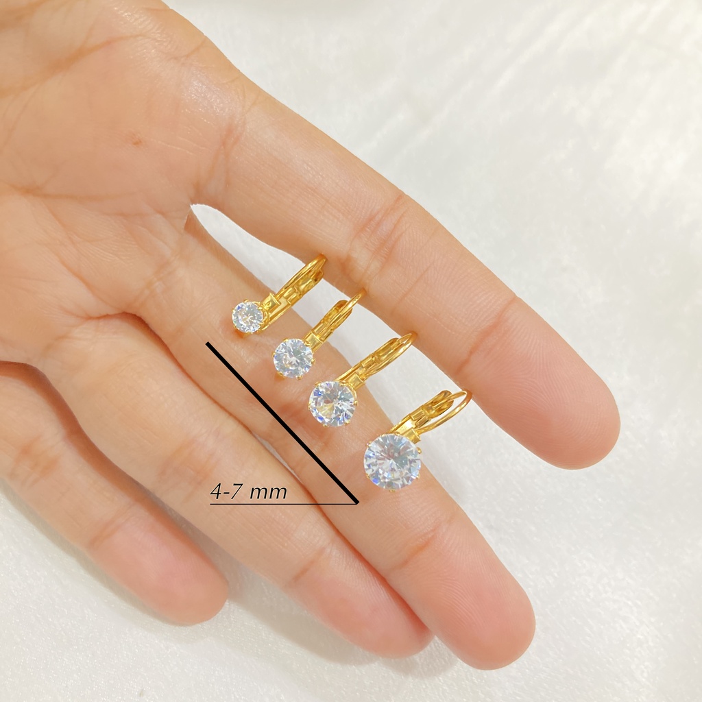 Anting Titanium Wanita Anting Desi Permata Anti Karat Tidak Alergi