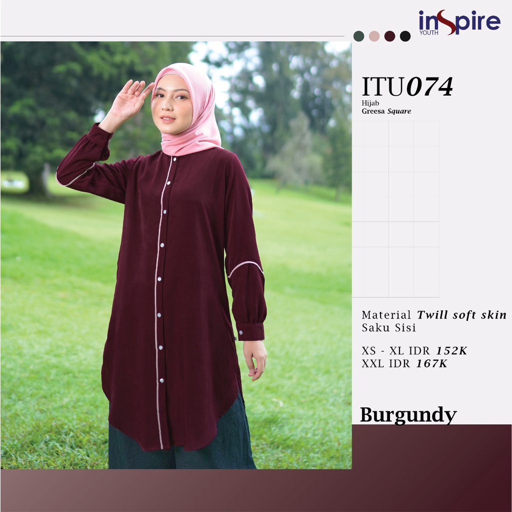 Inspire Tunik ITU 74 Bahan Twill Soft Skin Atasan Polos Simple Model Terbaru