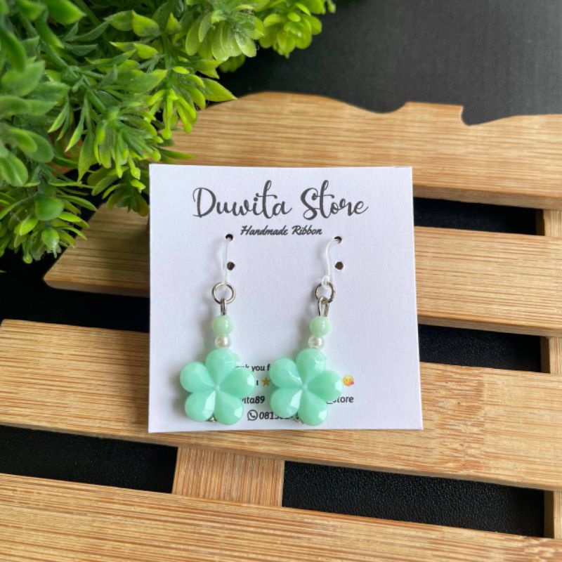 HANDMADE ANTING ANAK/DEWASA KAITAN PLASTIK MOTIF SAKURA PASTEL