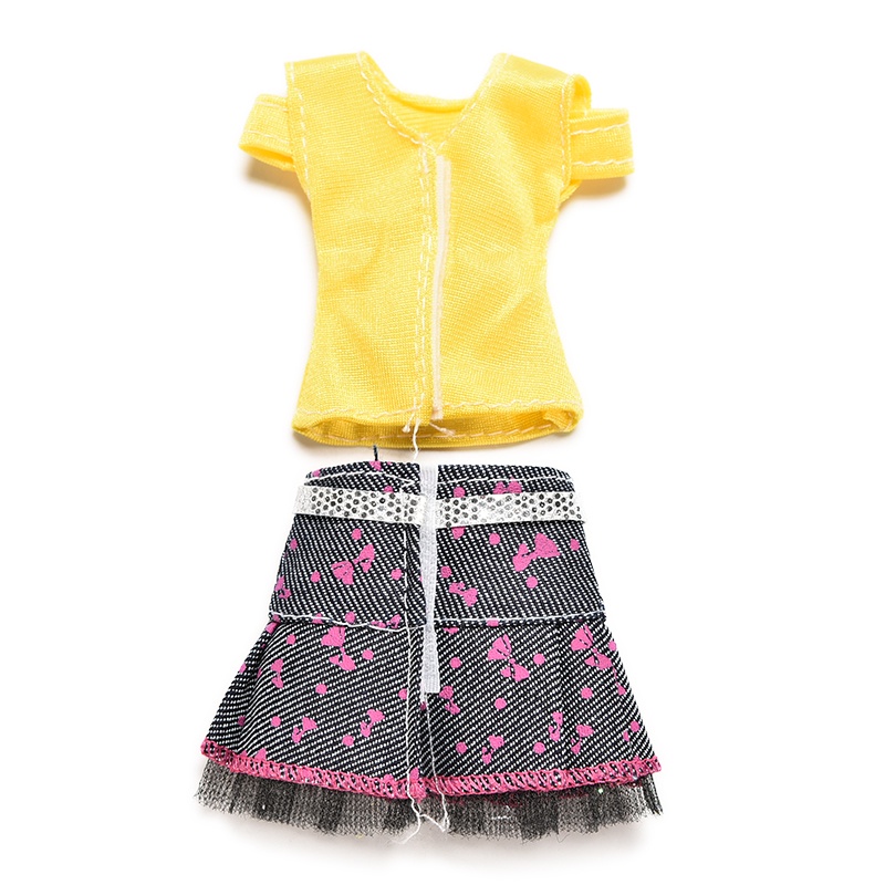 2pcs / set Kaos T-Shirt Lengan Pendek + Rok Mini Untuk Boneka Barbie