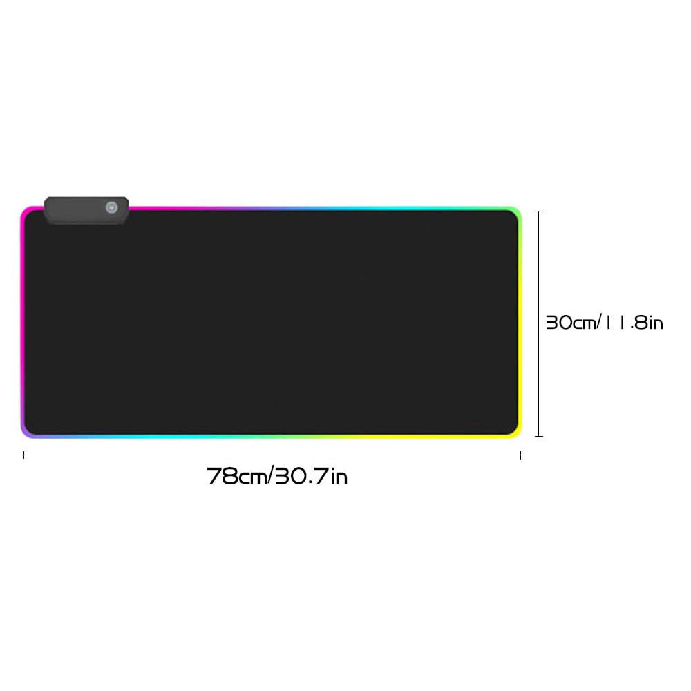 Gaming Mouse Pad Glowing RGB LED High Precision 300 x 780 x 4 mm - Black