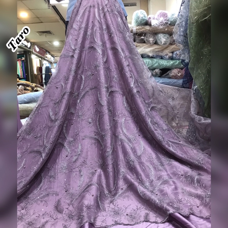 MURAH!!! Kain bahan tile akar mutiara / bahan kebaya brokat Tulle.