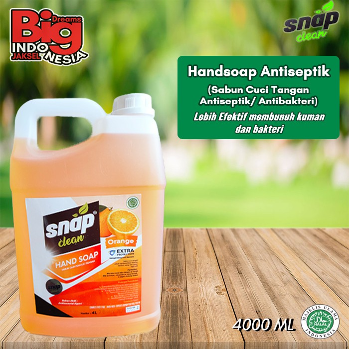 Sabun Cuci Tangan ANTISEPTIK / Handsoap ANTISEPTIK / Handwash ANTISEPTIK | SNAP CLEAN 4 LITER