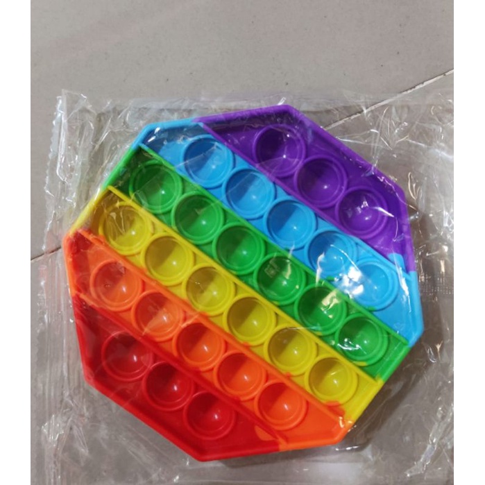 POP IT New fidget push Pop Its Fidget Toy Push Bubble Stress Relief kids pop it tiktok-HEXAGON RAINBOW