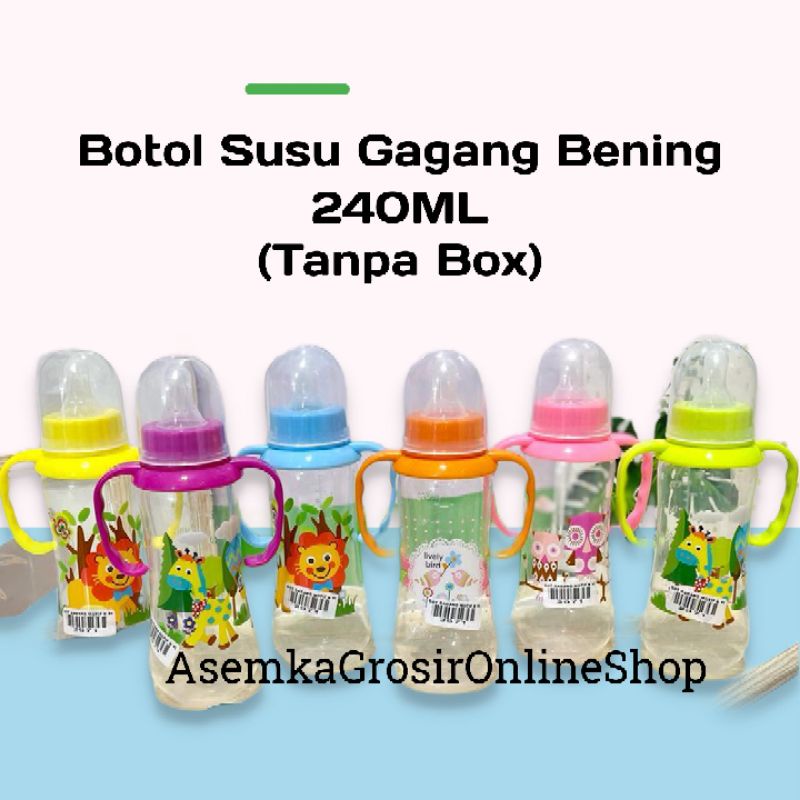 Botol Susu Kinawa Baby Gagang Karakter Bening Warna 125ml 240ml