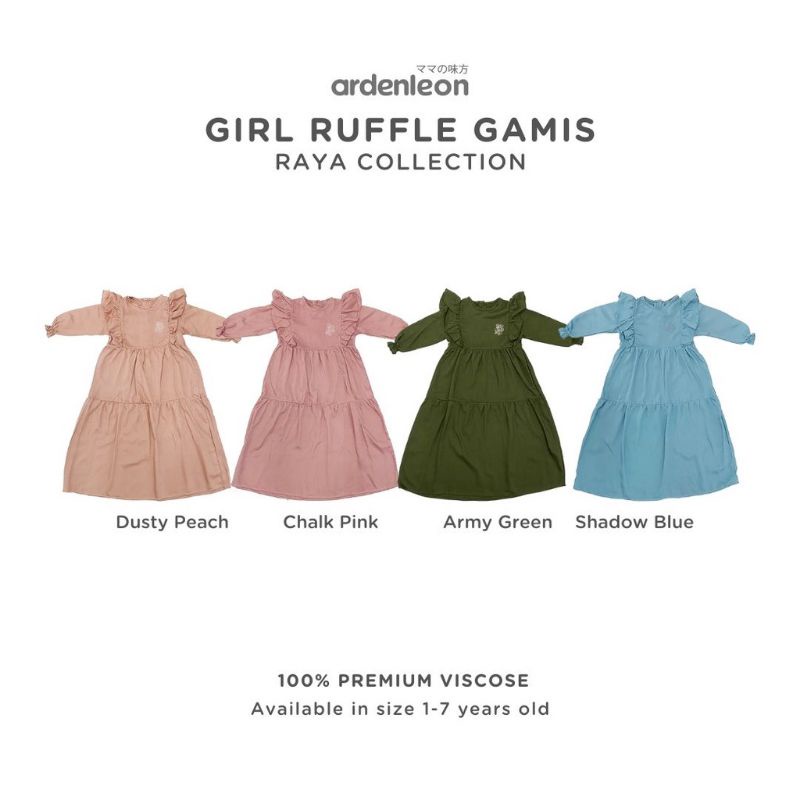 ARDENLEON RUFFLE GAMIS GIRL BORDIR / Gamis RUFFLE Arden Raya Collection Anak Perempuan