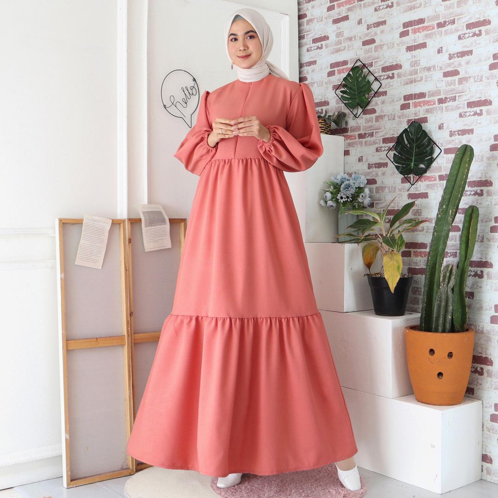 Gamis Malika Busui Maxi Dress Lengan Balon Fashion Muslim