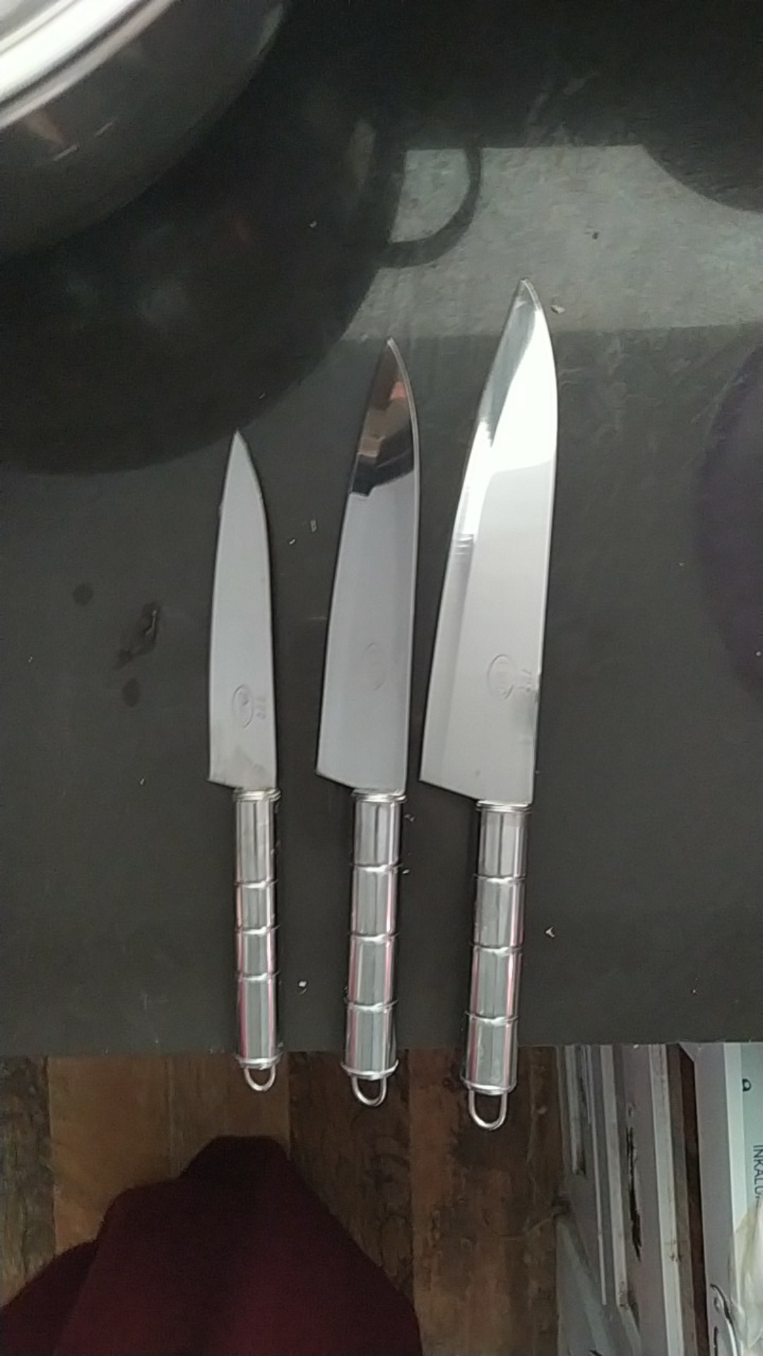 Pisau Dapur Set Stainless Steel Lancip/ Chef Knife Gagang Isi 3 Ukuran 5 6 7