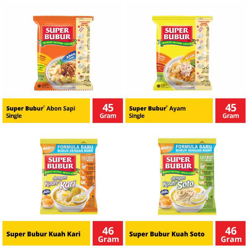 

SUPER BUBUR TIM INSTAN BURYAM 45 GRAM RASA AYAM ABON SAPI KUAH SOTO KUAH KARI EXTRA KERUPUK ECERAN RENCENG BERAS ASLI INSTANT SEDUH SNACK CEMILAN ANAK MAKANAN RINGAN GROSIR MURAH