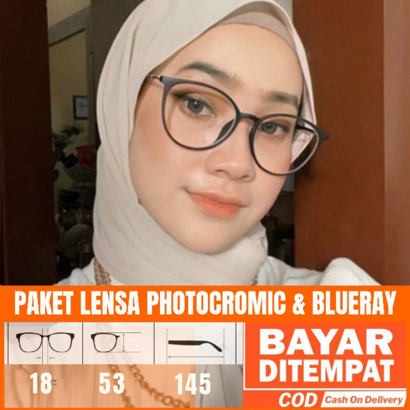 Frame Kacamata 8146 Lensa Antiradiasi Photocromic Blueray