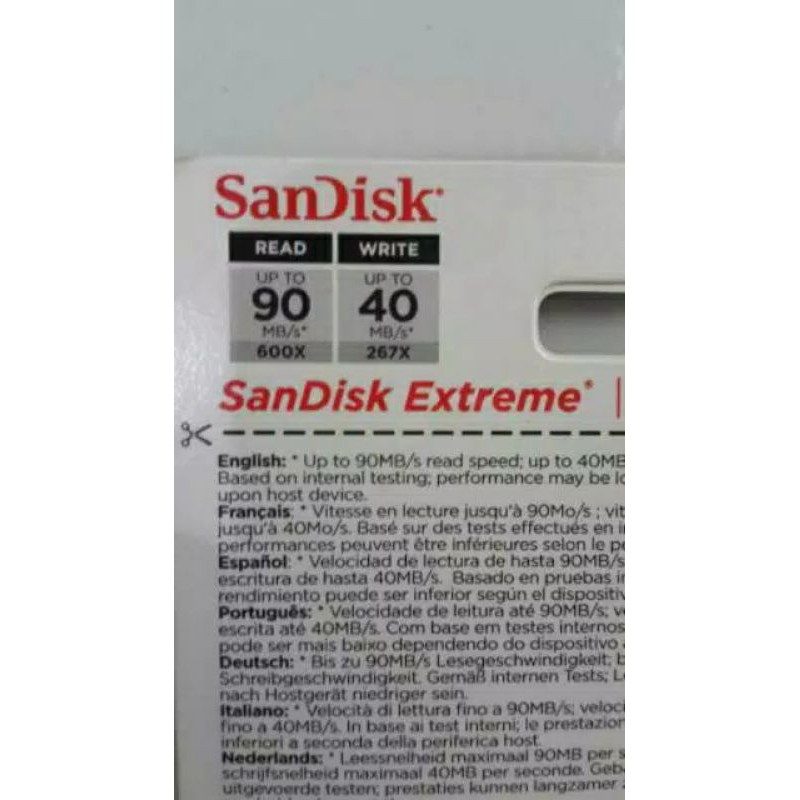 SanDisk Extreme SDHC 32GB Speed 90MBs V30 4K Original