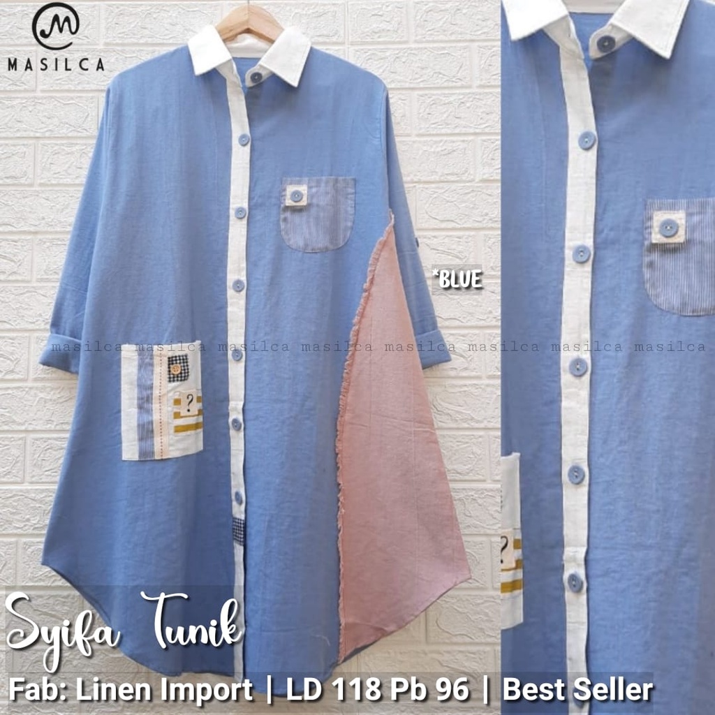 ATASAN WANITA/TUNIK BEST SELLER WARNA CANTIK ~ BAHAN LINEN IMPORT ~ SYIFA TUNIK ORIGINAL MASILCA