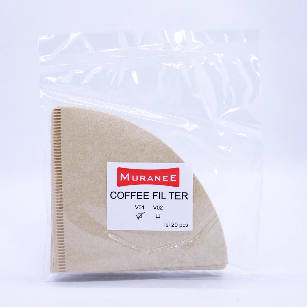 Muranee Coffee Paper Filter V01 20Pcs Kertas Saringan Kopi Ekonomis Coklat 20 Lembar SH818662 Kualitas Terbaik Ukuran V60 01 Aman Digunakan Drip Coffee Tea Infuser For 1-2Cups