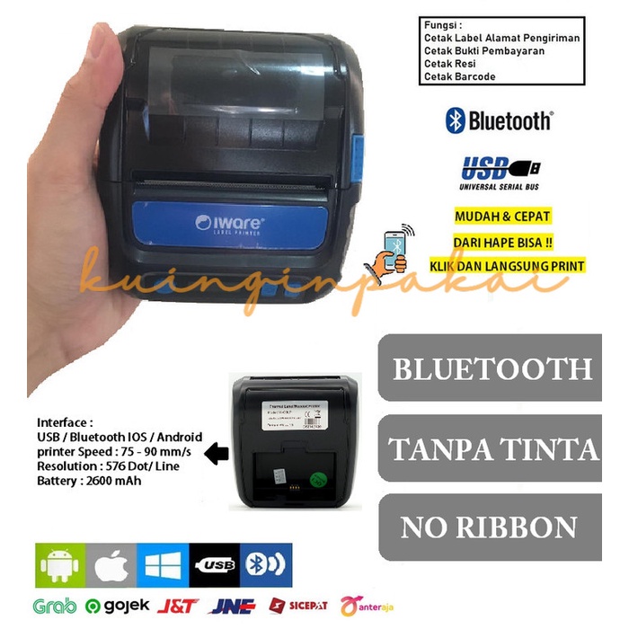Printer Resi Label Pengiriman / Receipt Printer thermal IWARE IW 80LP KUINGINPAKAI