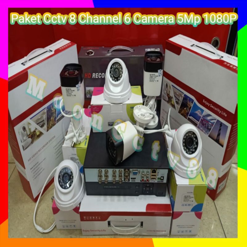 Paket Cctv Xmeye 8 Channel 6 Camera 5Mp Full HD 1080P Komplit+HDD 500GB
