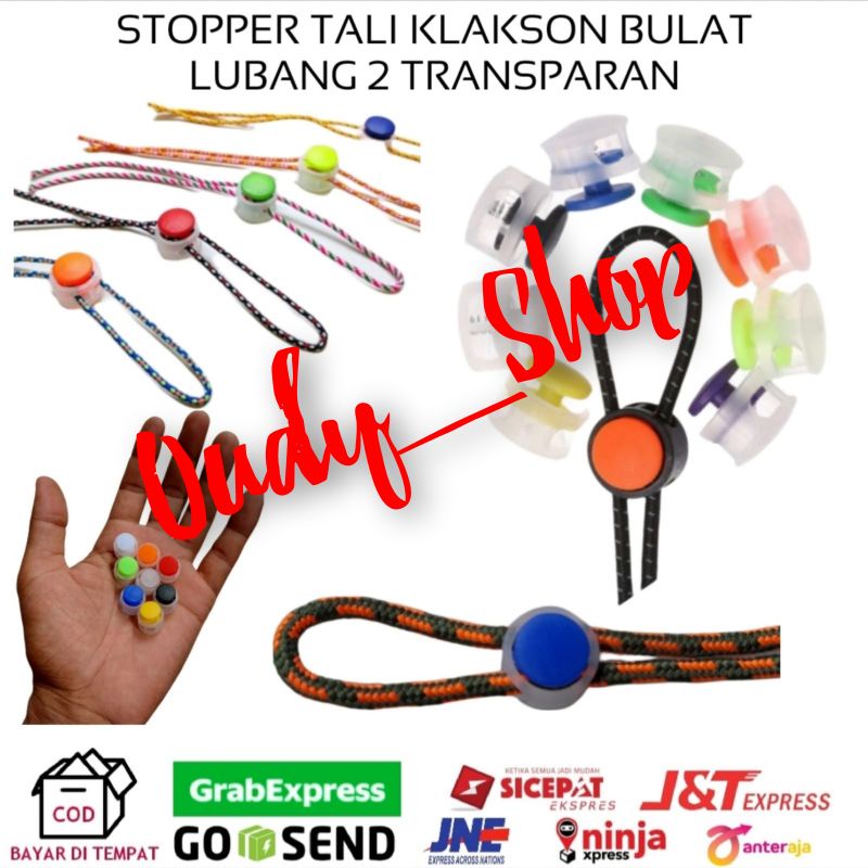 Stopper Knop Tali 2 Lubang Bening Warna Strap Masker Tali