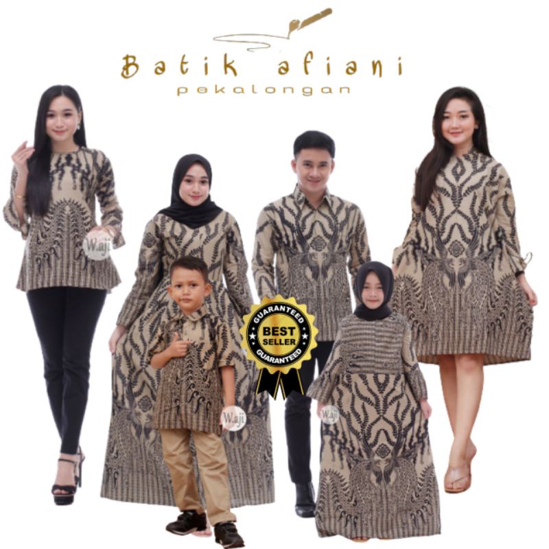 Batik Couple Keluarga, Baju Kondangan Sania Ruffle Ori Ndoro Jowi Dnt Motif Manok Abu