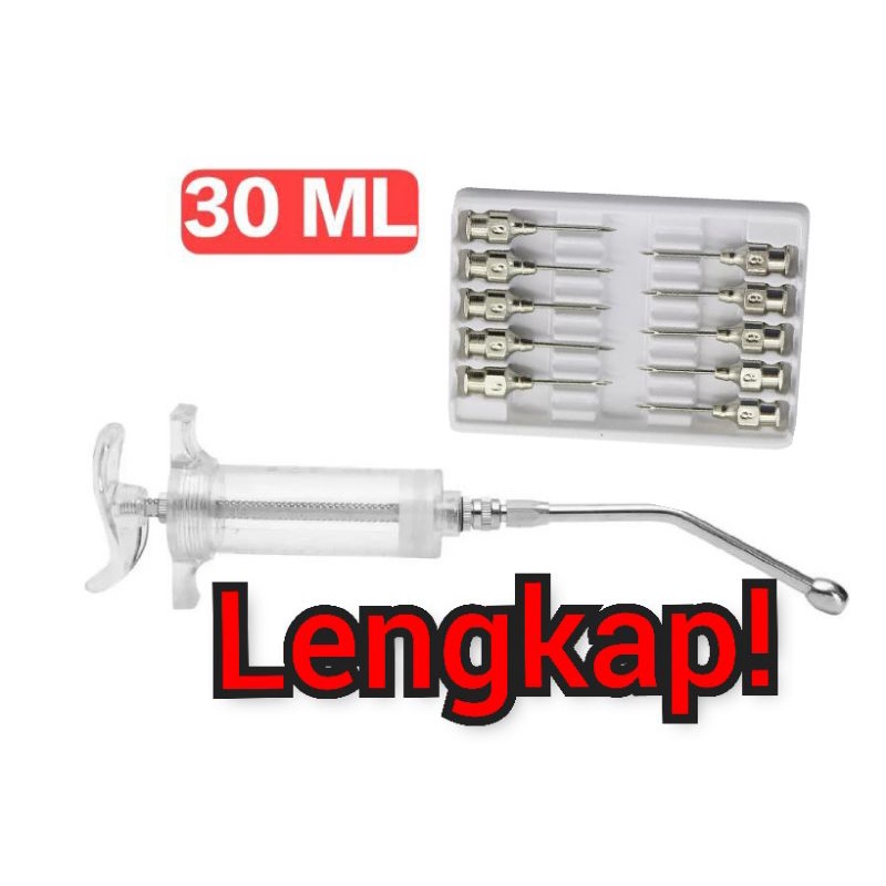 Suntikan syringe spet lolohan 30 ml hewan spuit ayam bebek+jarum 10pcs