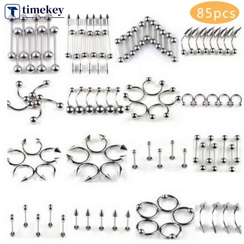 Timekey 85pcsset Anting Tindik Alispusarlidahbibir Variasi 16 Desain Untuk Wanita B4V3